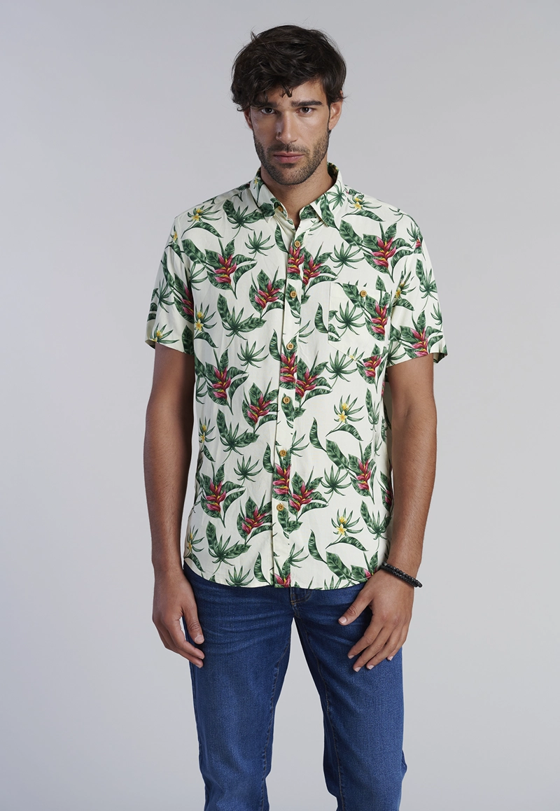 CAMISA ESTAMPADA DUBLIN FJ ECRU - 1