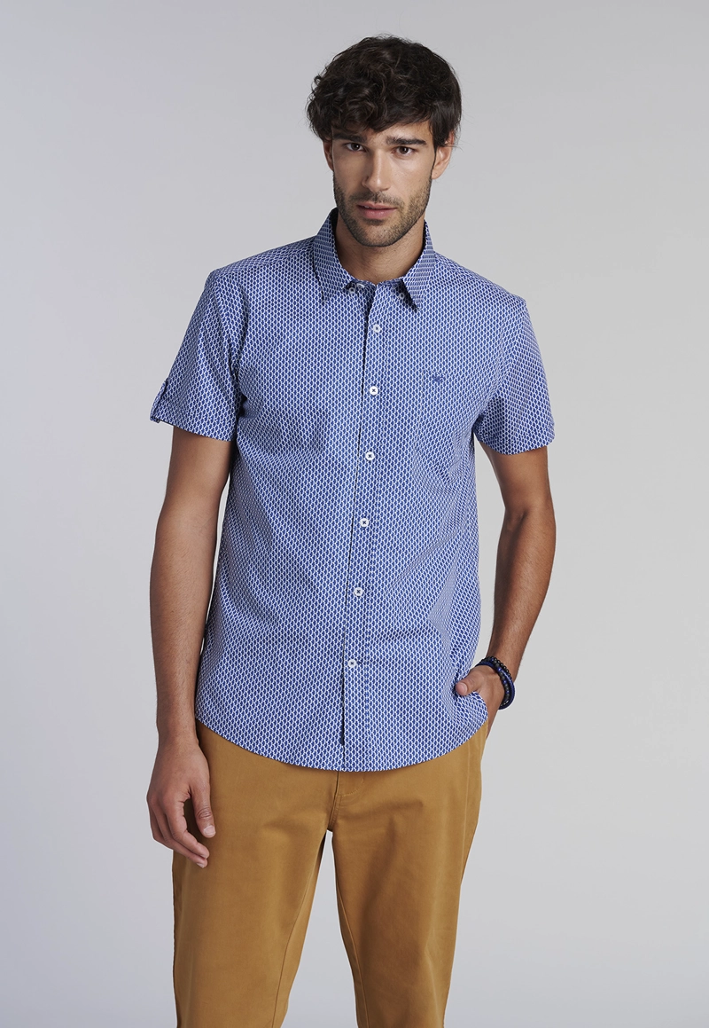 CAMISA ESTAMPADA ROMBO F BLUE - 1