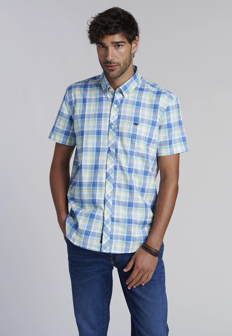 CAMISA CHECKERED KANSAS  F TURQUOISE - 1