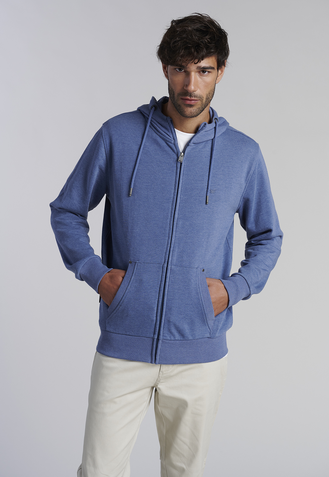 POLERON BASICO MASSACHUSSETS LT BLUE MELANGE - 1