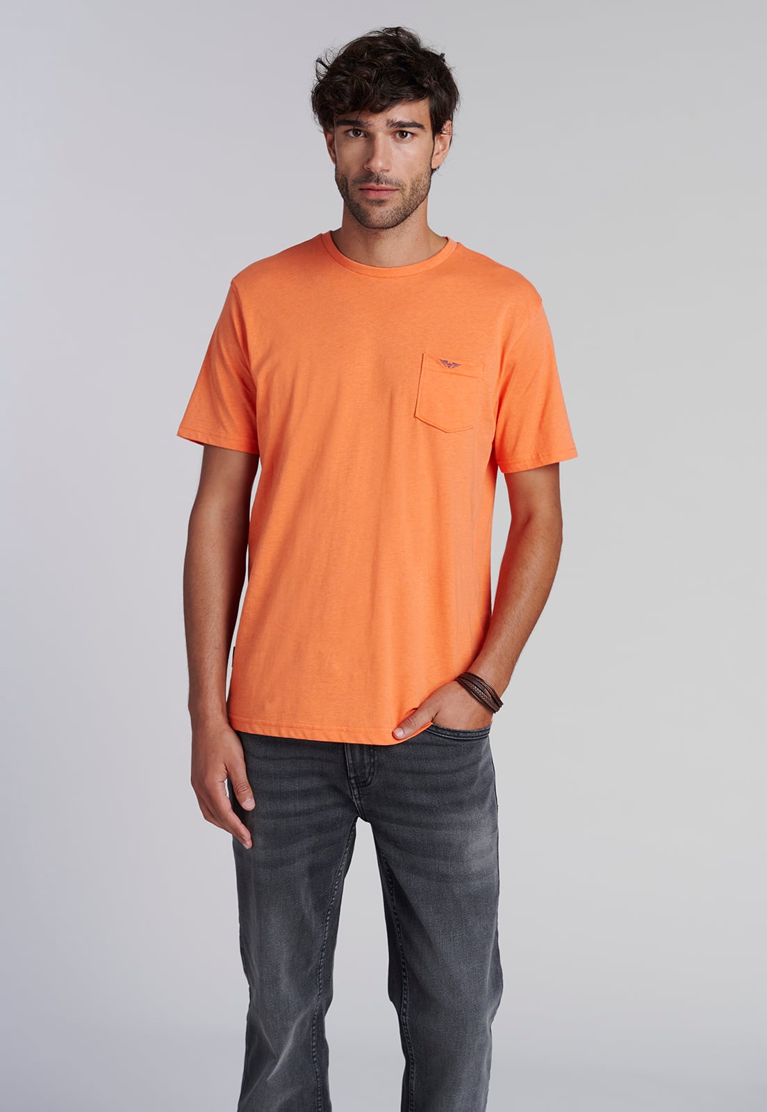 POLERA BOLSILLO HOUSTON ORANGE MELANGE - 1