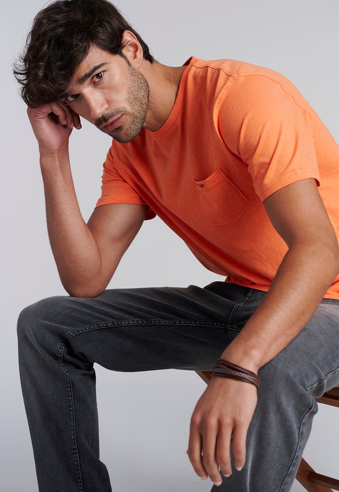POLERA BOLSILLO HOUSTON ORANGE MELANGE - 5