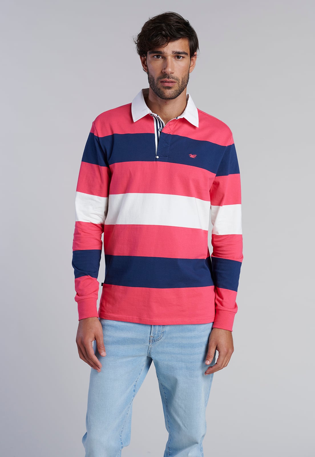 POLERA RUGBY RAYAS NEWARK CORAL - 1