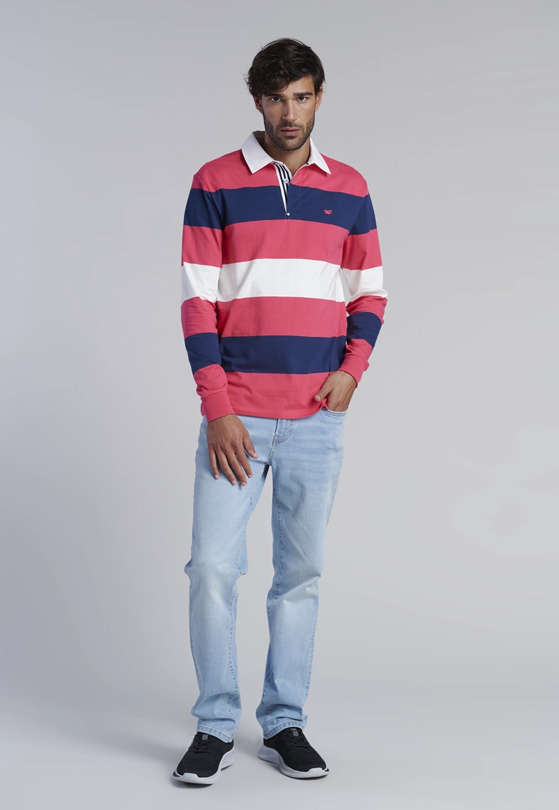 POLERA RUGBY RAYAS NEWARK CORAL - 2