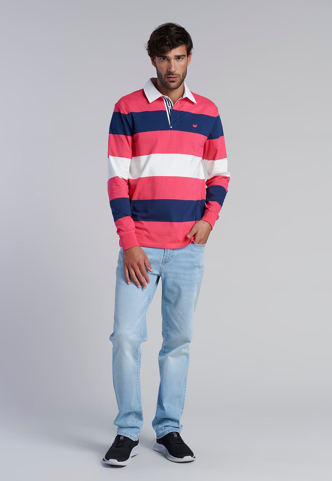 POLERA RUGBY RAYAS NEWARK CORAL - 2