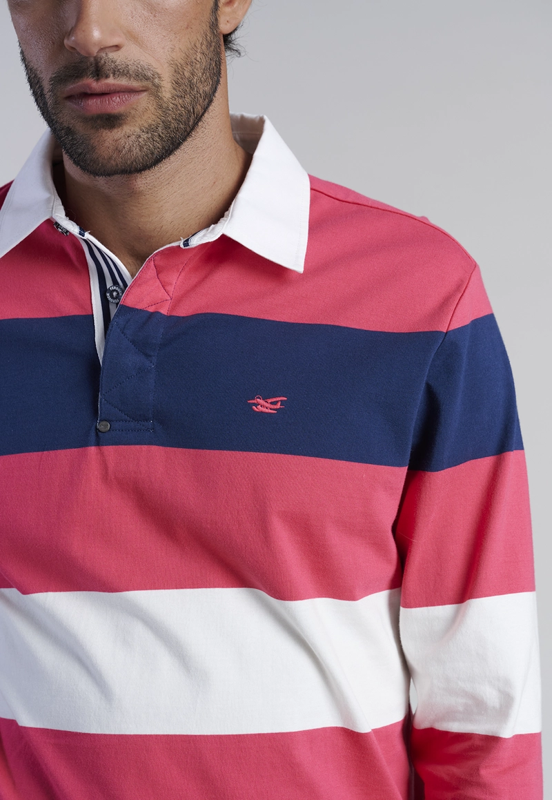 POLERA RUGBY RAYAS NEWARK CORAL - 3