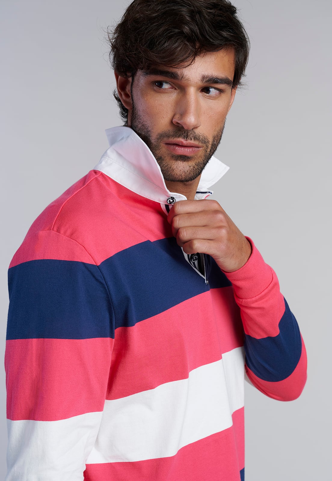POLERA RUGBY RAYAS NEWARK CORAL - 5
