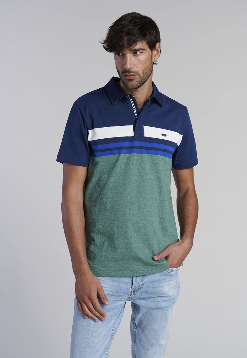 POLERA POLO RAYAS CHICAGO LT GREE MELANGE - 1