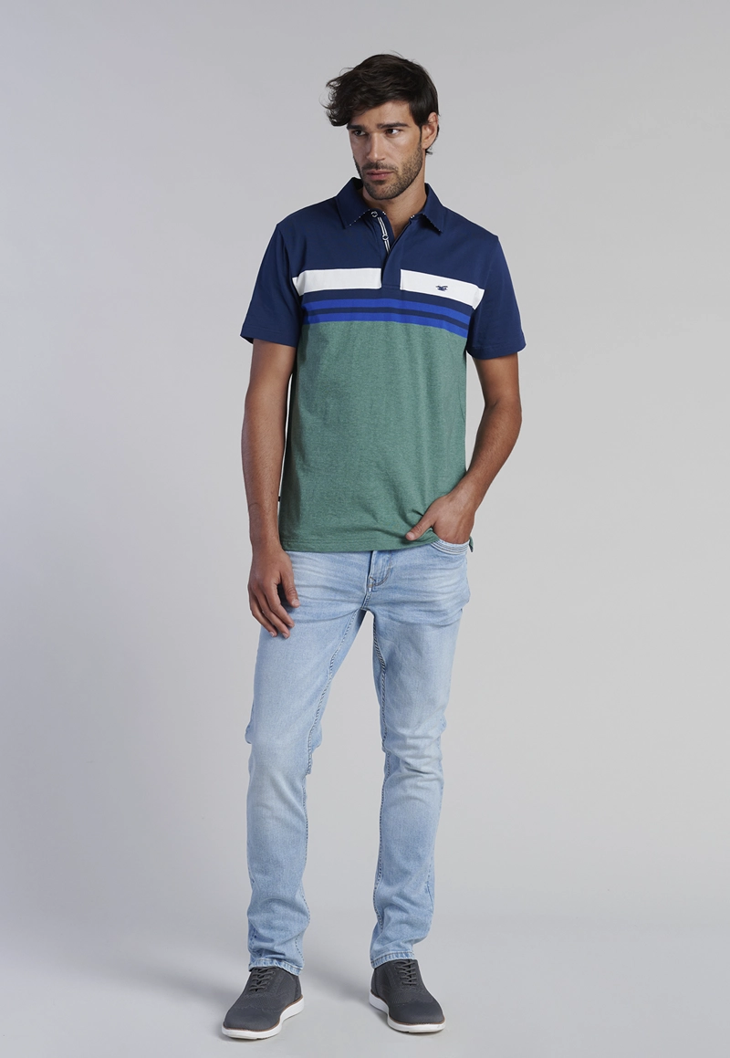 POLERA POLO RAYAS CHICAGO LT GREE MELANGE - 2