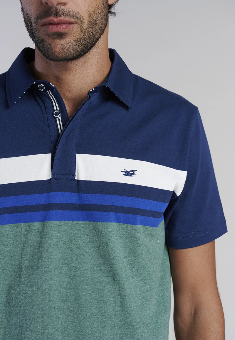 POLERA POLO RAYAS CHICAGO LT GREE MELANGE - 3