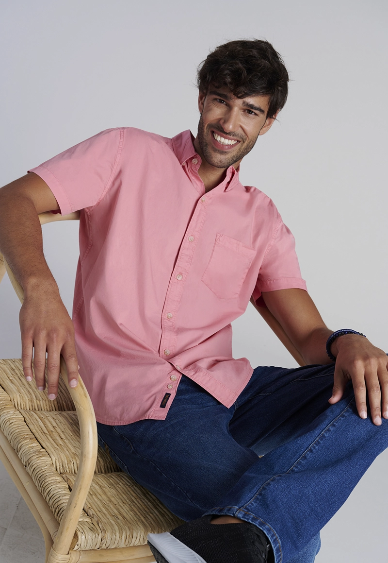 CAMISA GARMENT DYED FJ CORAL - 5