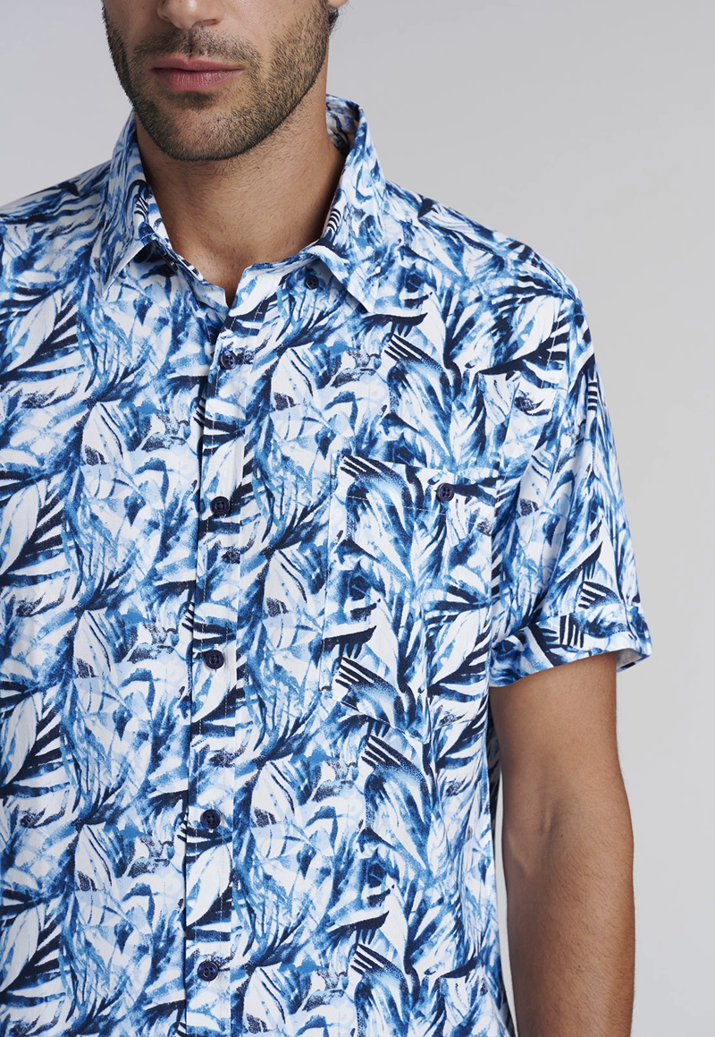 CAMISA ESTAMPADA HOJAS  FJ BLUE - 3