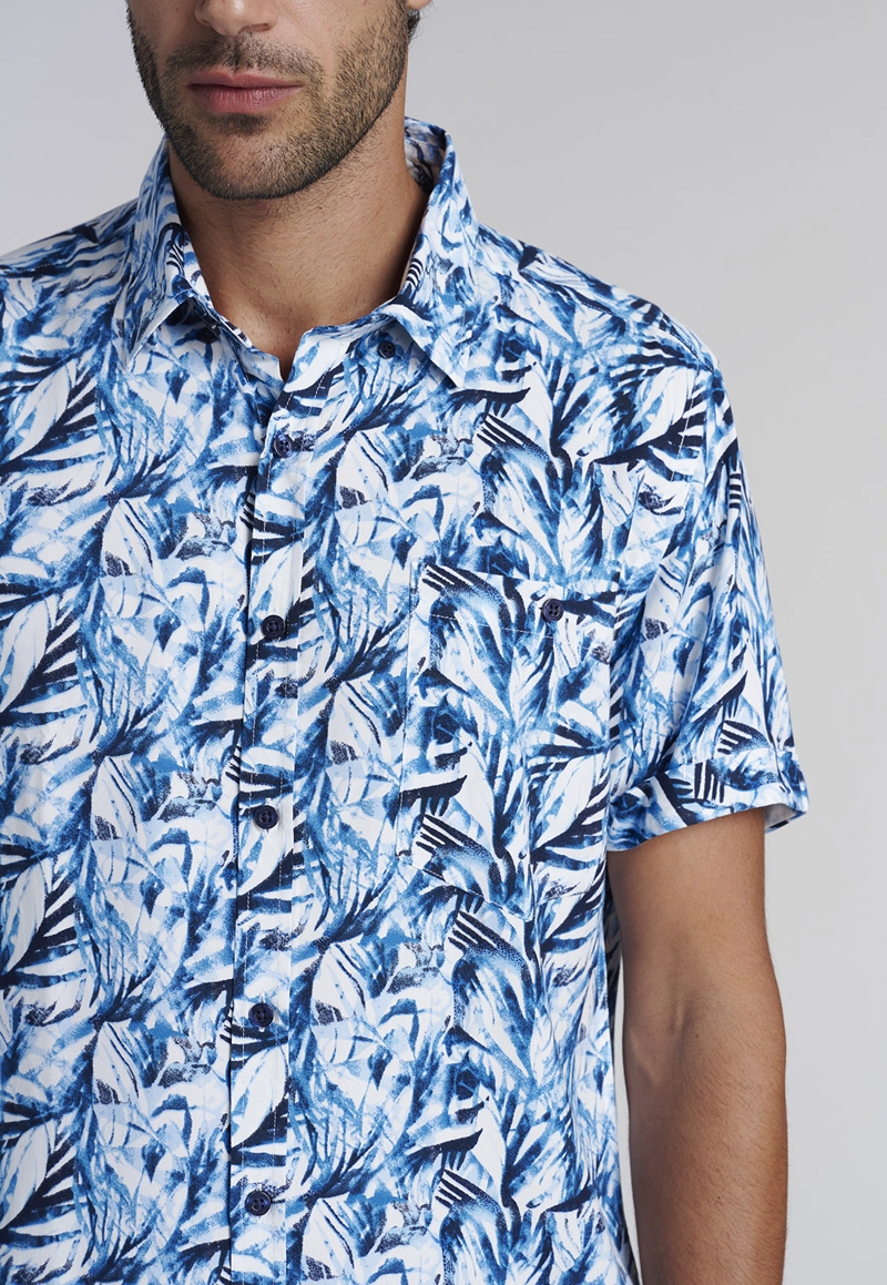 CAMISA ESTAMPADA HOJAS  FJ BLUE - 3