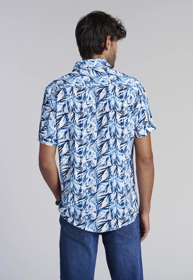 CAMISA ESTAMPADA HOJAS  FJ BLUE - 4