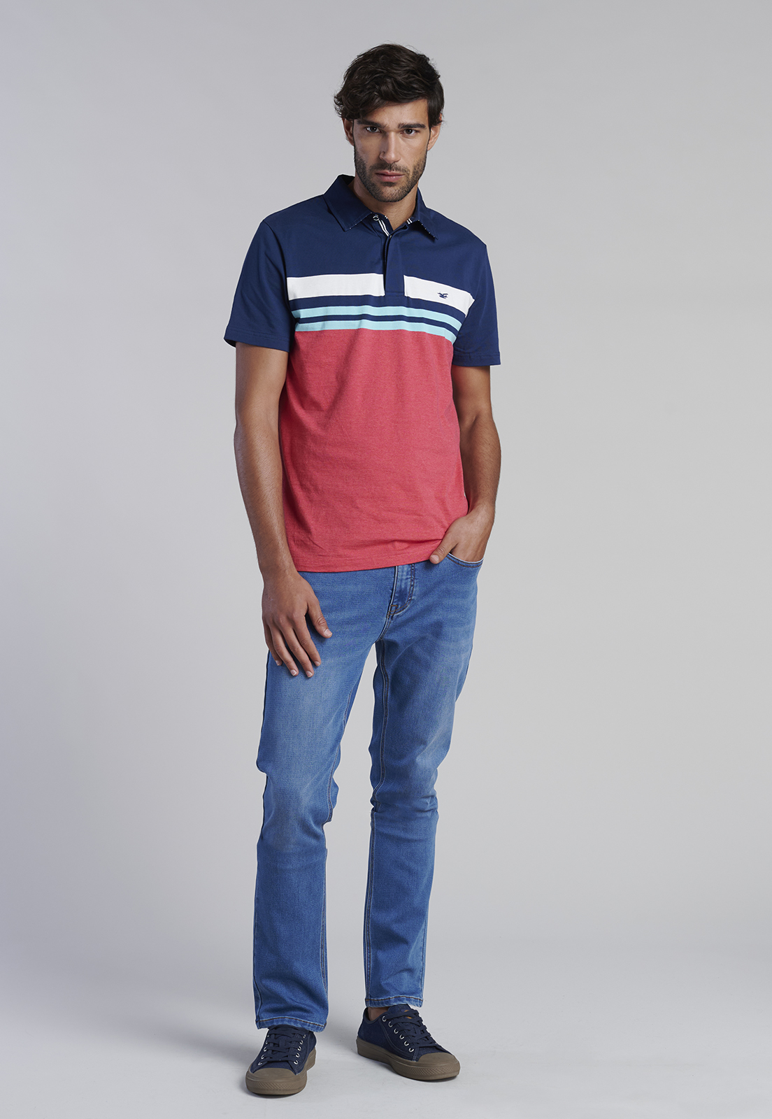 POLERA POLO RAYAS CHICAGO CORAL MELANG - 2