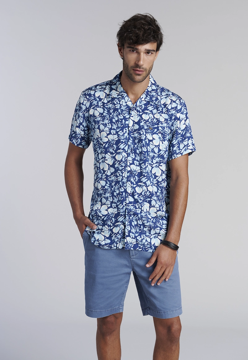 CAMISA ESTAMPADA IRVING FJ INDIGO - 1