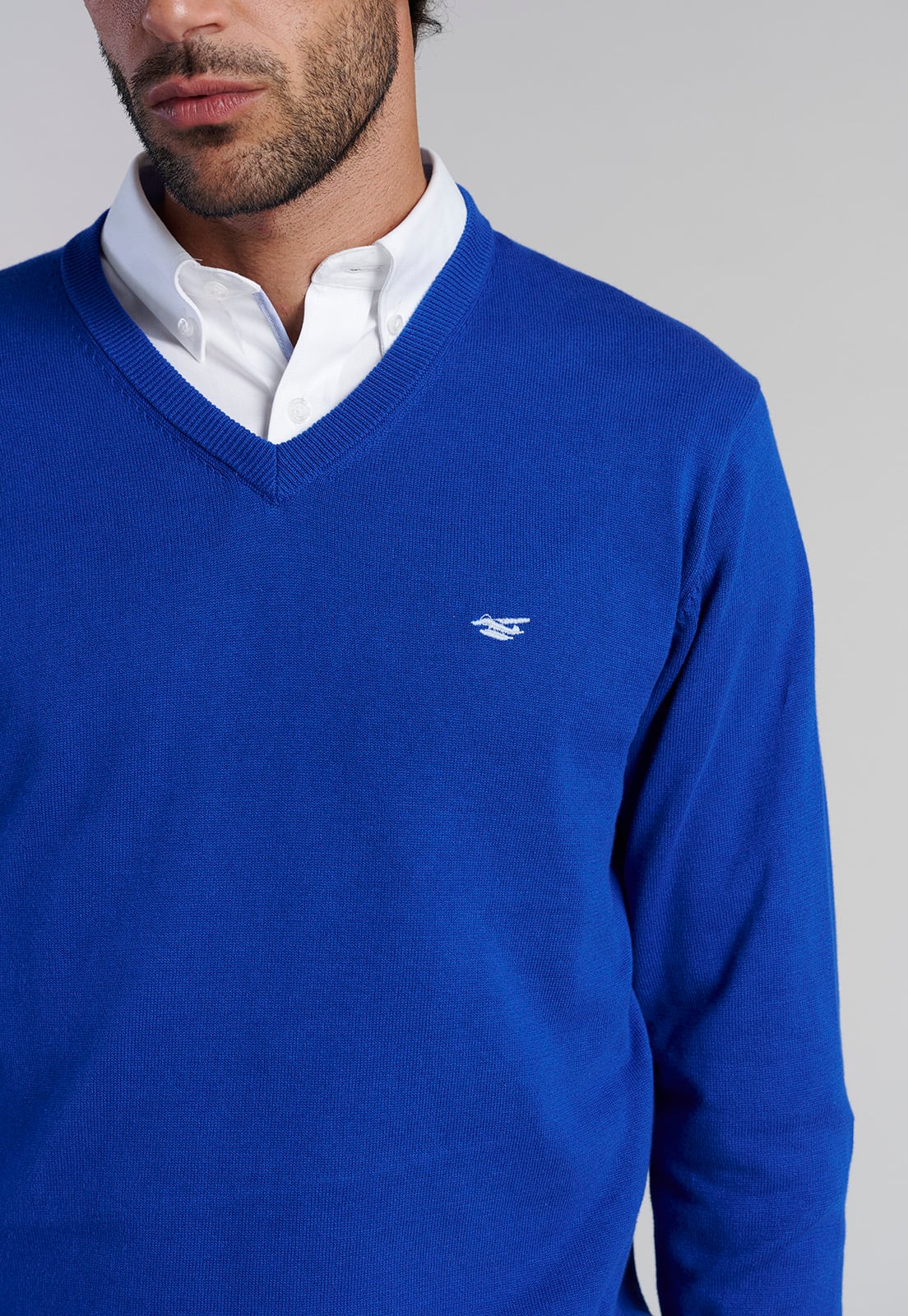 SWEATER V NECK SOLIDO F BLUE - 3