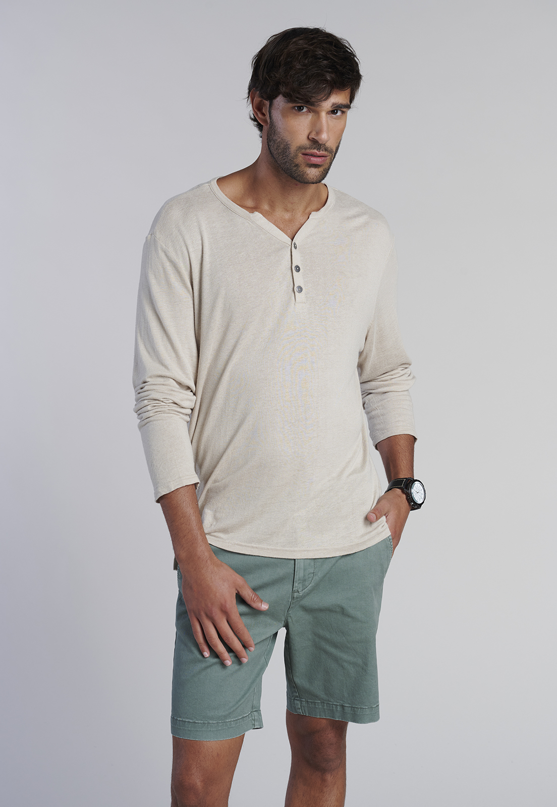 POLERA ML HENLEY NEW JERSEY SAND - 1