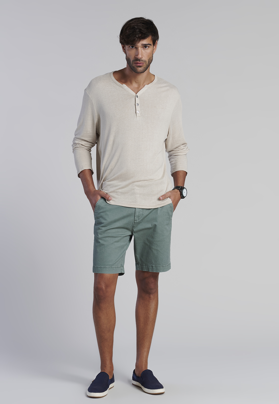 POLERA ML HENLEY NEW JERSEY SAND - 2