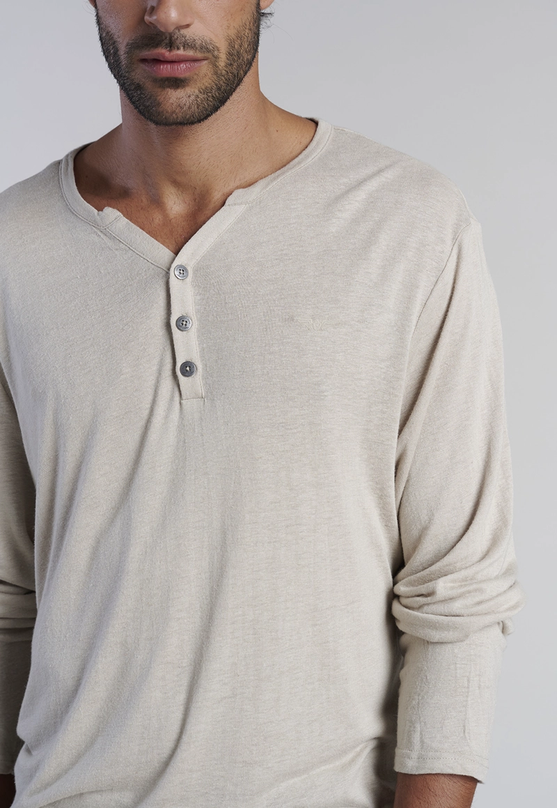 POLERA ML HENLEY NEW JERSEY SAND - 3