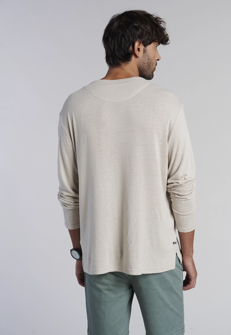 POLERA ML HENLEY NEW JERSEY SAND - 4