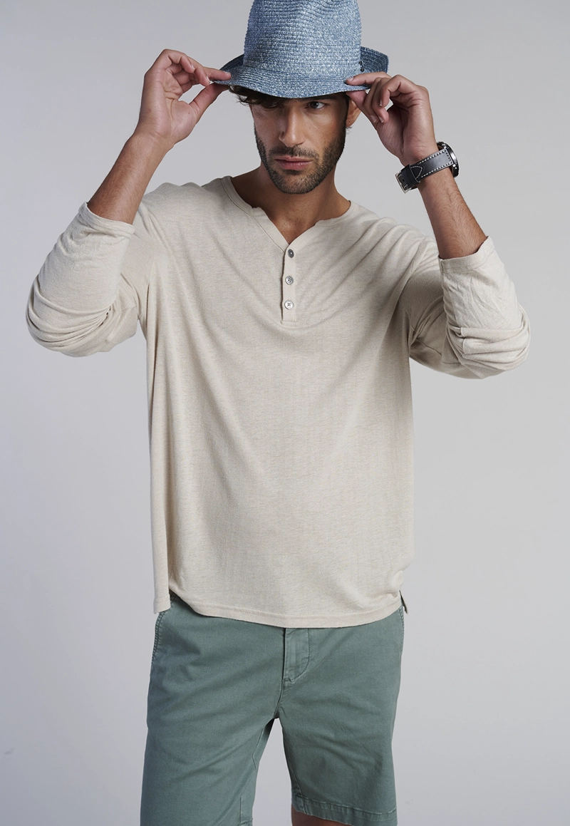 POLERA ML HENLEY NEW JERSEY SAND - 5