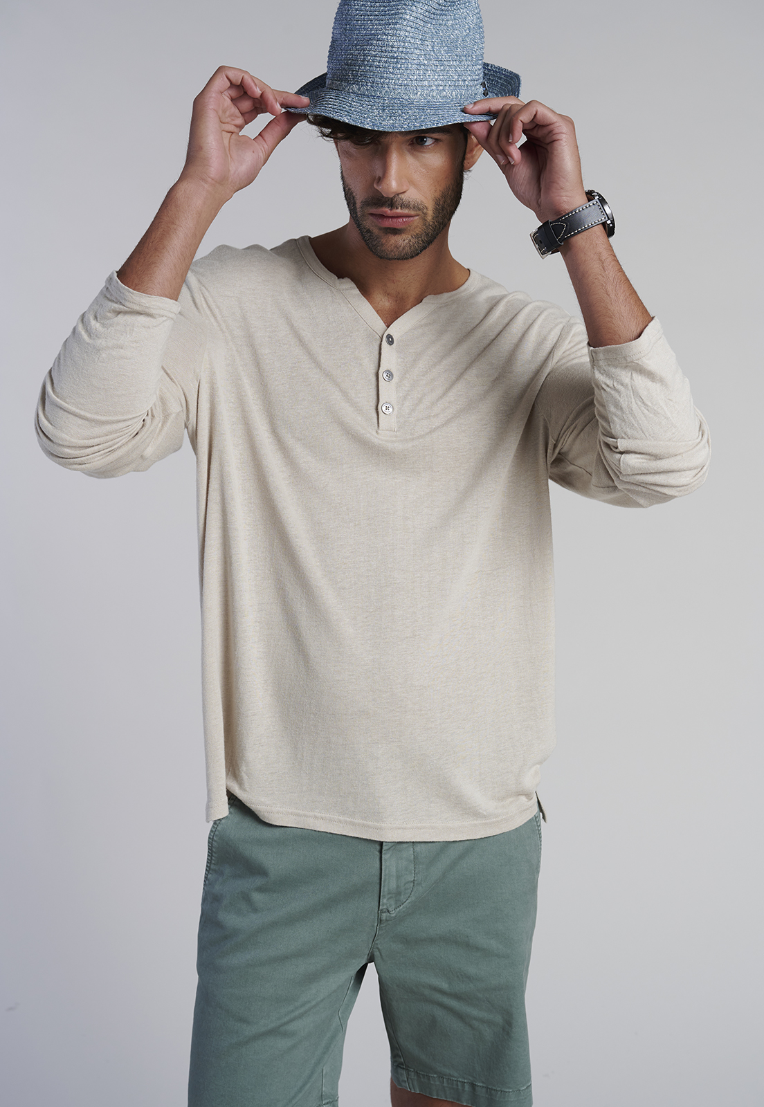 POLERA ML HENLEY NEW JERSEY SAND - 5