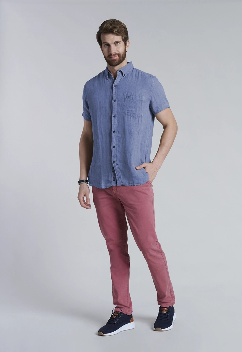 CAMISA LINO LAVADA F NAVY - 2