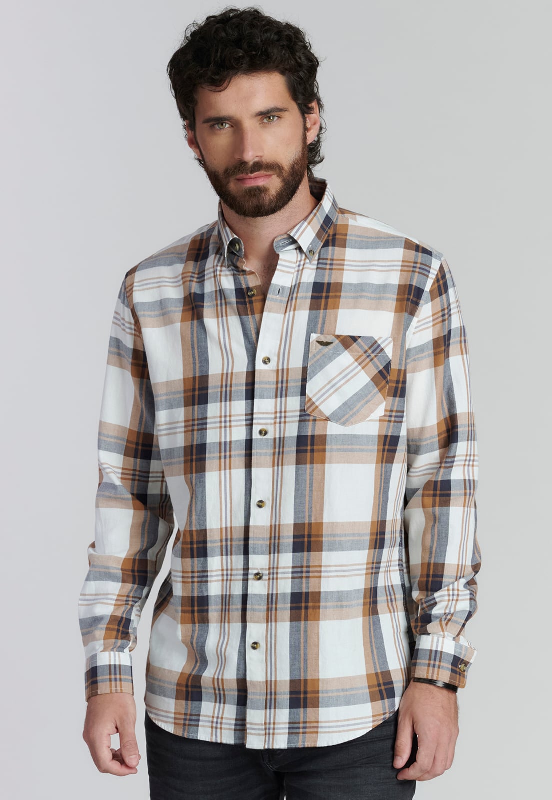 CAMISA ALGODÓN HOMBRE FEROUCH CAMEL DETROIT FJS - 1