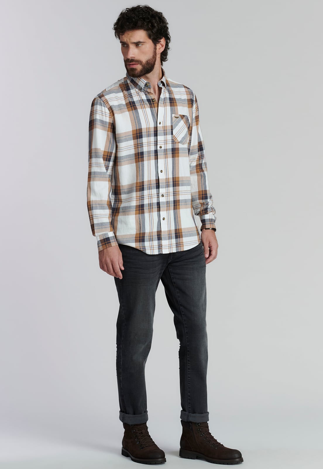 CAMISA ALGODÓN HOMBRE FEROUCH CAMEL DETROIT FJS - 2