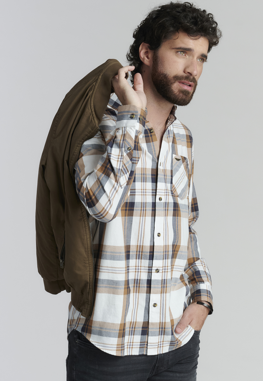 CAMISA ALGODÓN HOMBRE FEROUCH CAMEL DETROIT FJS - 5
