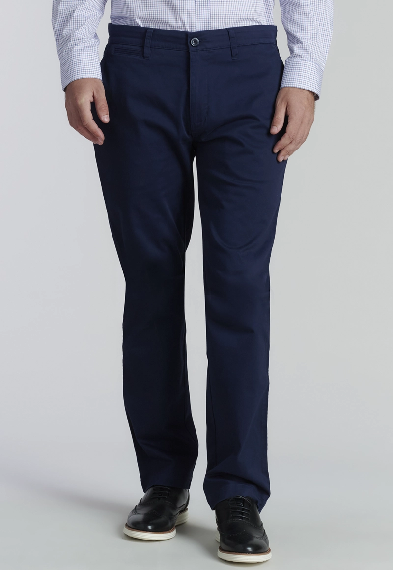 PANTALÓN ALGODÓN HOMBRE FEROUCH AZUL TWILL WITHOUT PLEATS L/33 BUSINESS DK. - 1