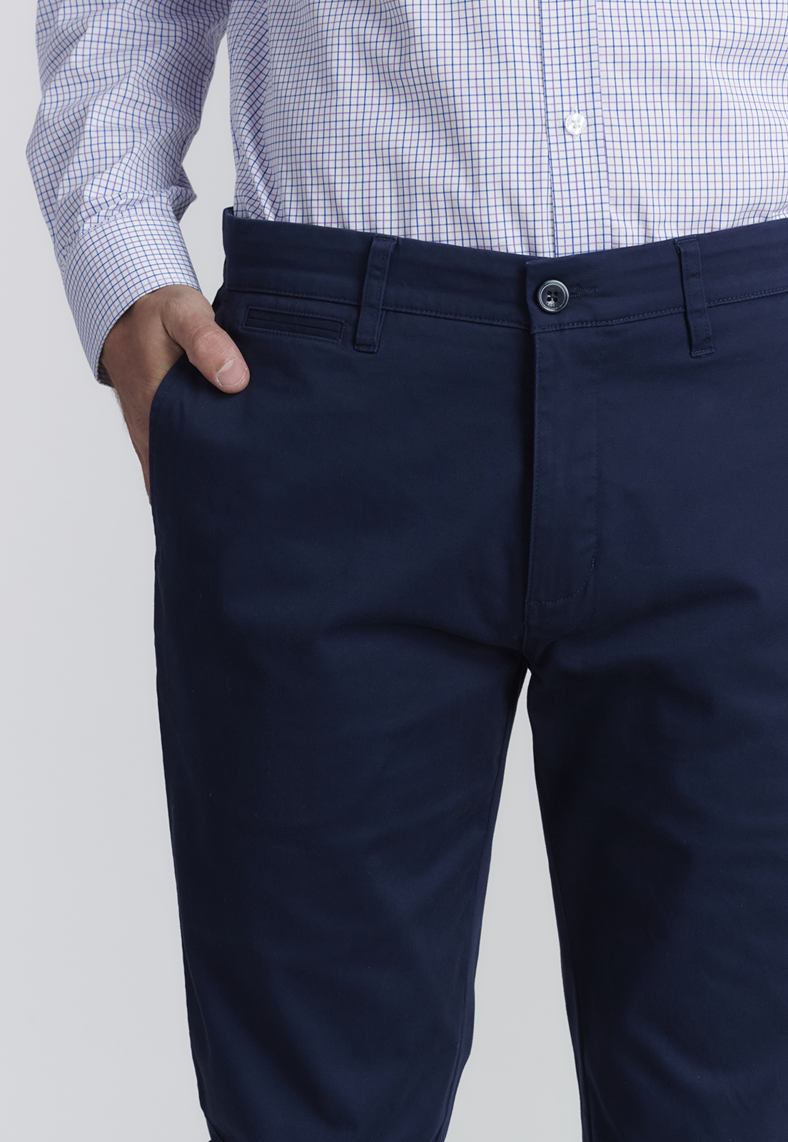 PANTALÓN ALGODÓN HOMBRE FEROUCH AZUL TWILL WITHOUT PLEATS L/33 BUSINESS DK. - 3