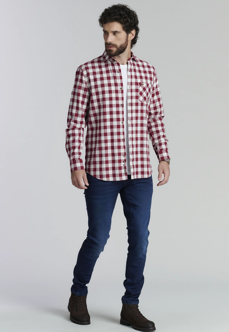 CAMISA ALGODÓN HOMBRE FEROUCH ROJO DENVER FJS BURGUNDY - 2