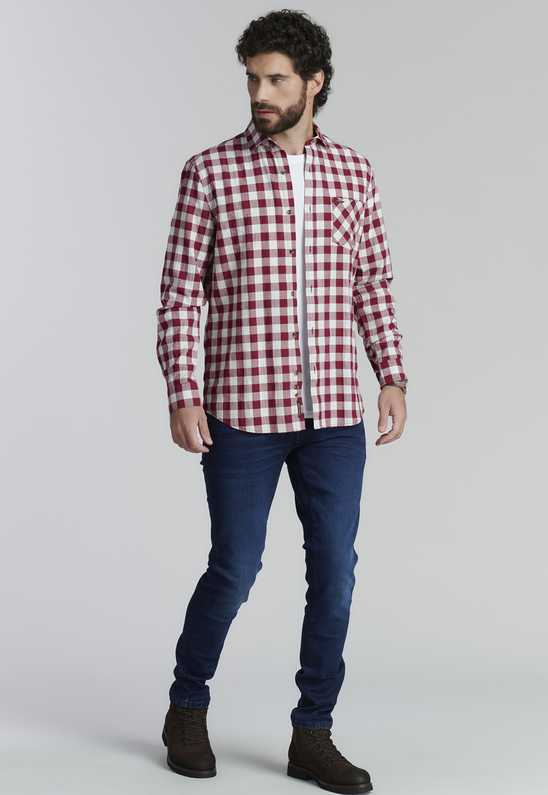 CAMISA ALGODÓN HOMBRE FEROUCH ROJO DENVER FJS BURGUNDY - 2