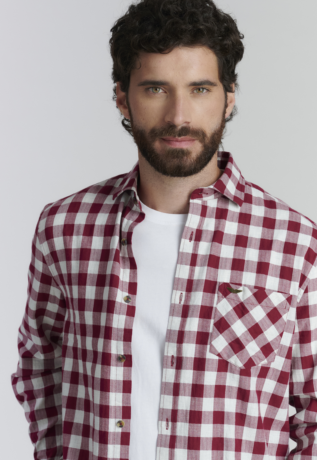 CAMISA ALGODÓN HOMBRE FEROUCH ROJO DENVER FJS BURGUNDY - 3
