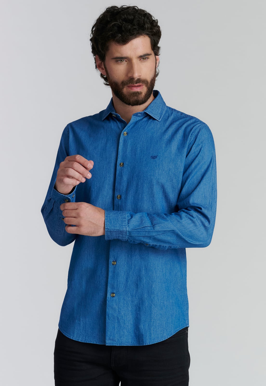 CAMISA ALGODÓN HOMBRE FEROUCH AZUL MANHATTAN FR - 1