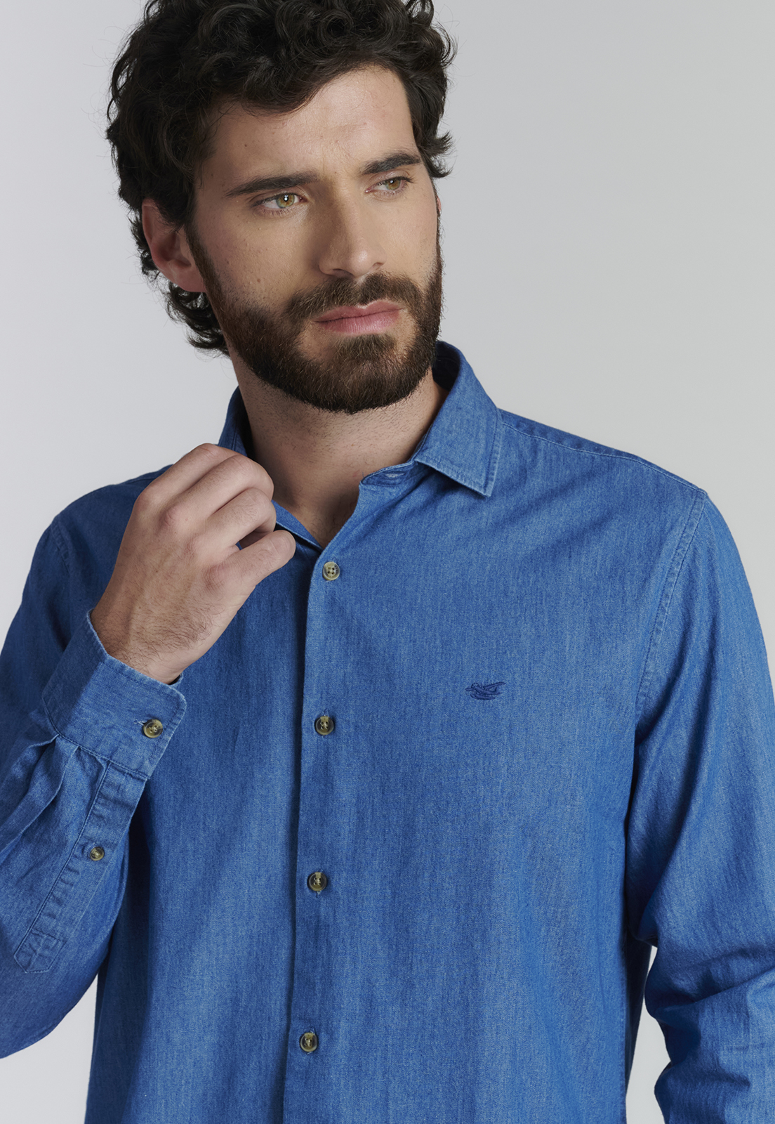 CAMISA ALGODÓN HOMBRE FEROUCH AZUL MANHATTAN FR - 3
