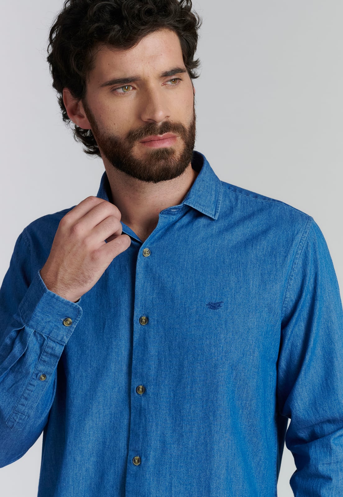 CAMISA ALGODÓN HOMBRE FEROUCH AZUL MANHATTAN FR - 3