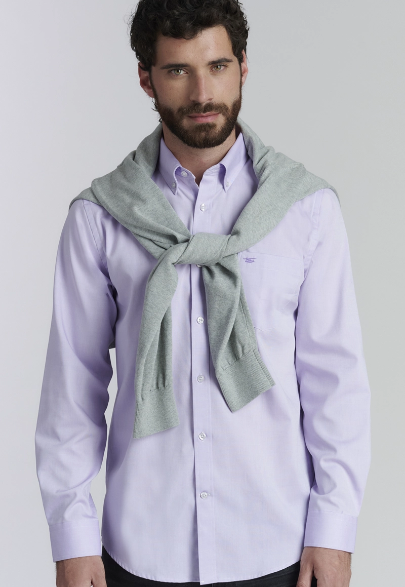 CAMISA ALGODÓN HOMBRE FEROUCH MORADO SMART CASUAL OXFORD SC PURPLE - 5