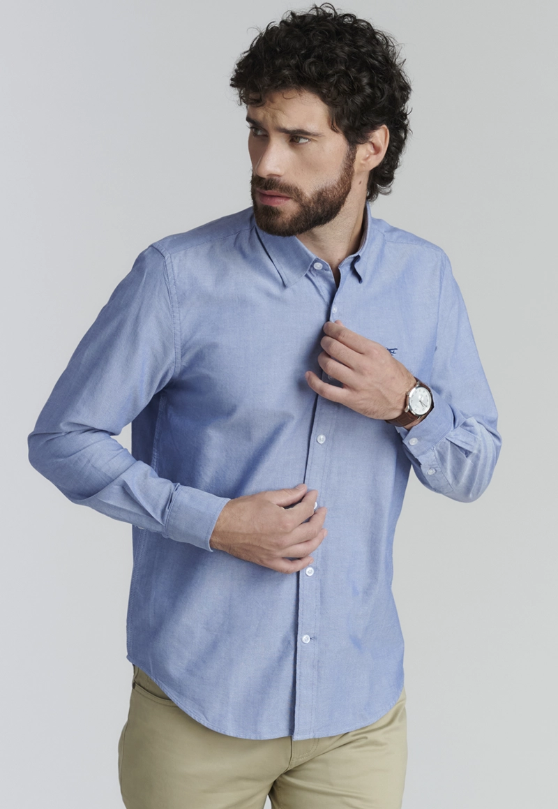 CAMISA ALGODÓN HOMBRE FEROUCH AZUL SPORT OXFORD FR - 1