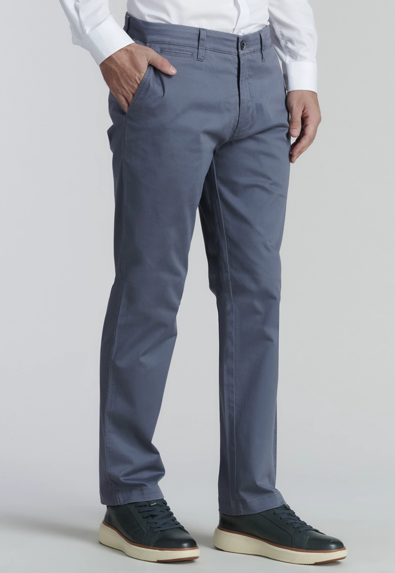 PANTALÓN ALGODÓN HOMBRE FEROUCH GRIS TWILL WITHOUT PLEATS L 33 BUSINESS METAL - 1