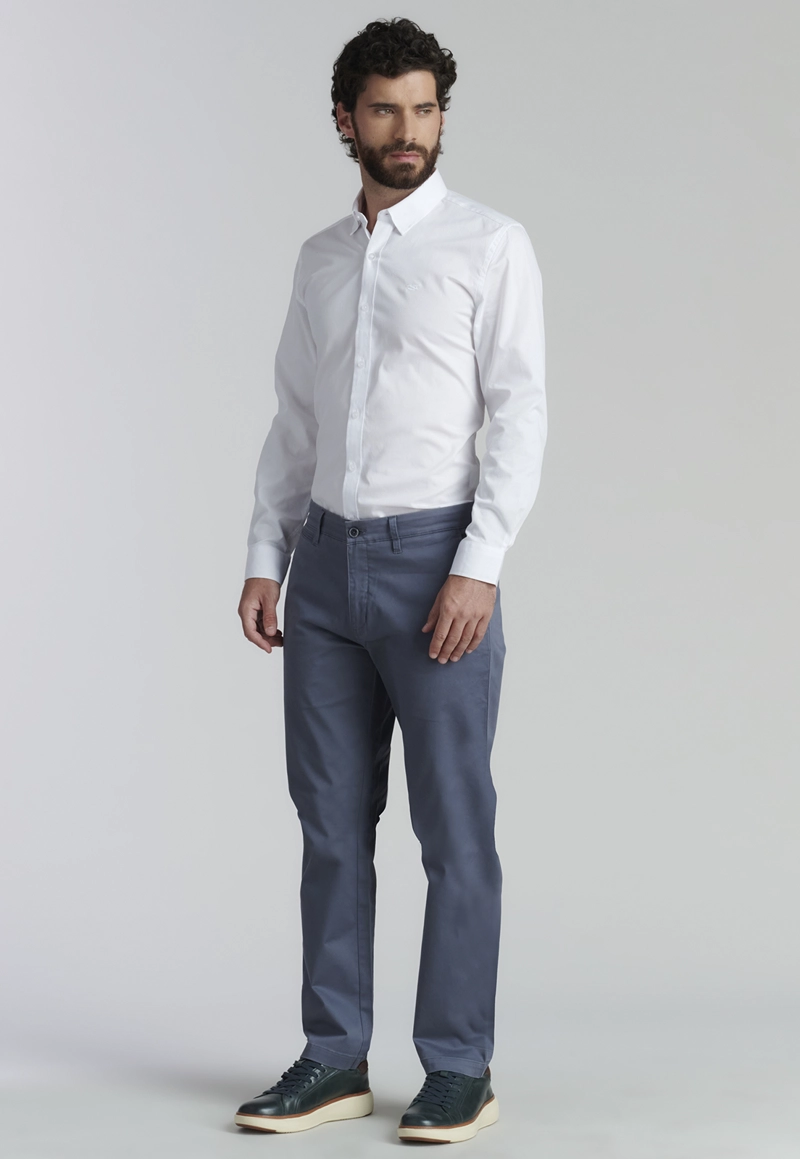 PANTALÓN ALGODÓN HOMBRE FEROUCH GRIS TWILL WITHOUT PLEATS L 33 BUSINESS METAL - 2