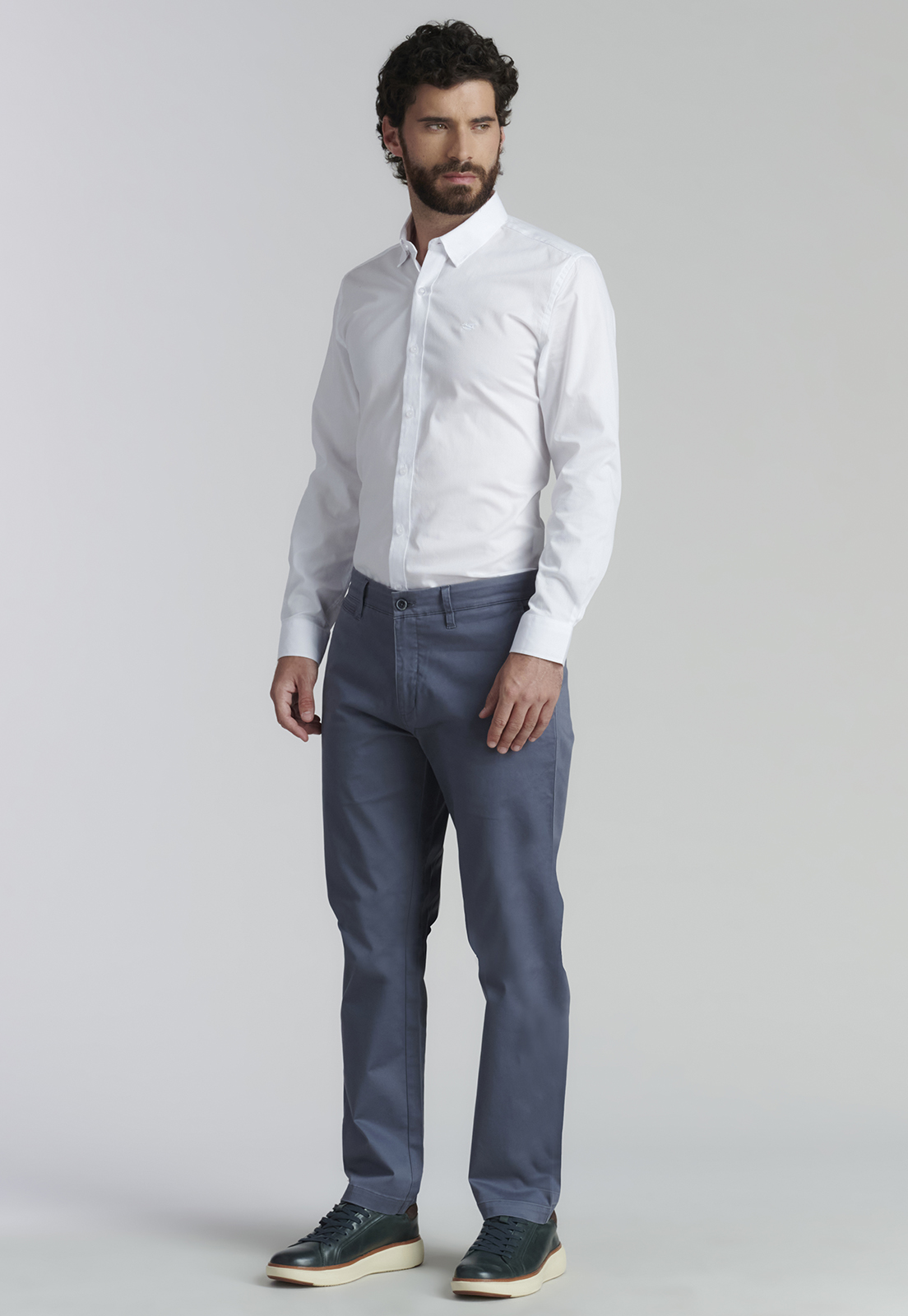 PANTALÓN ALGODÓN HOMBRE FEROUCH GRIS TWILL WITHOUT PLEATS L 33 BUSINESS METAL - 2