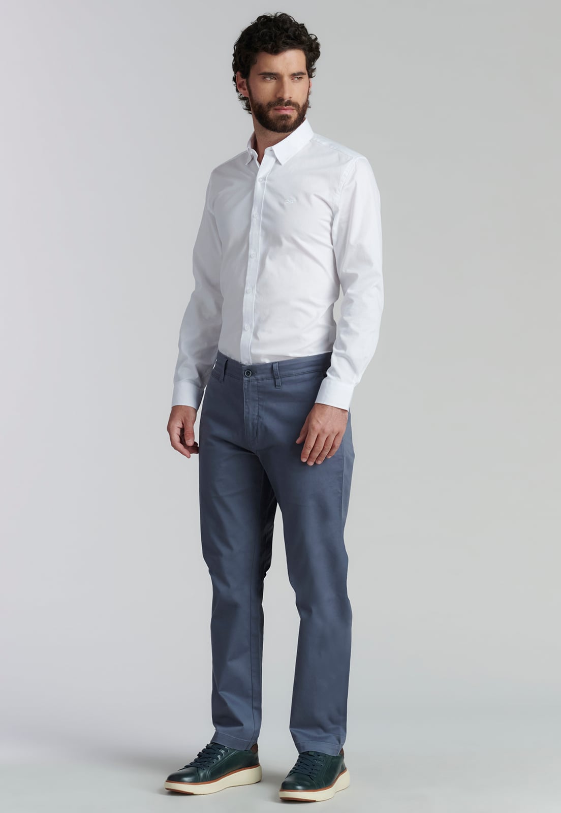 PANTALÓN ALGODÓN HOMBRE FEROUCH GRIS TWILL WITHOUT PLEATS L 33 BUSINESS METAL - 2