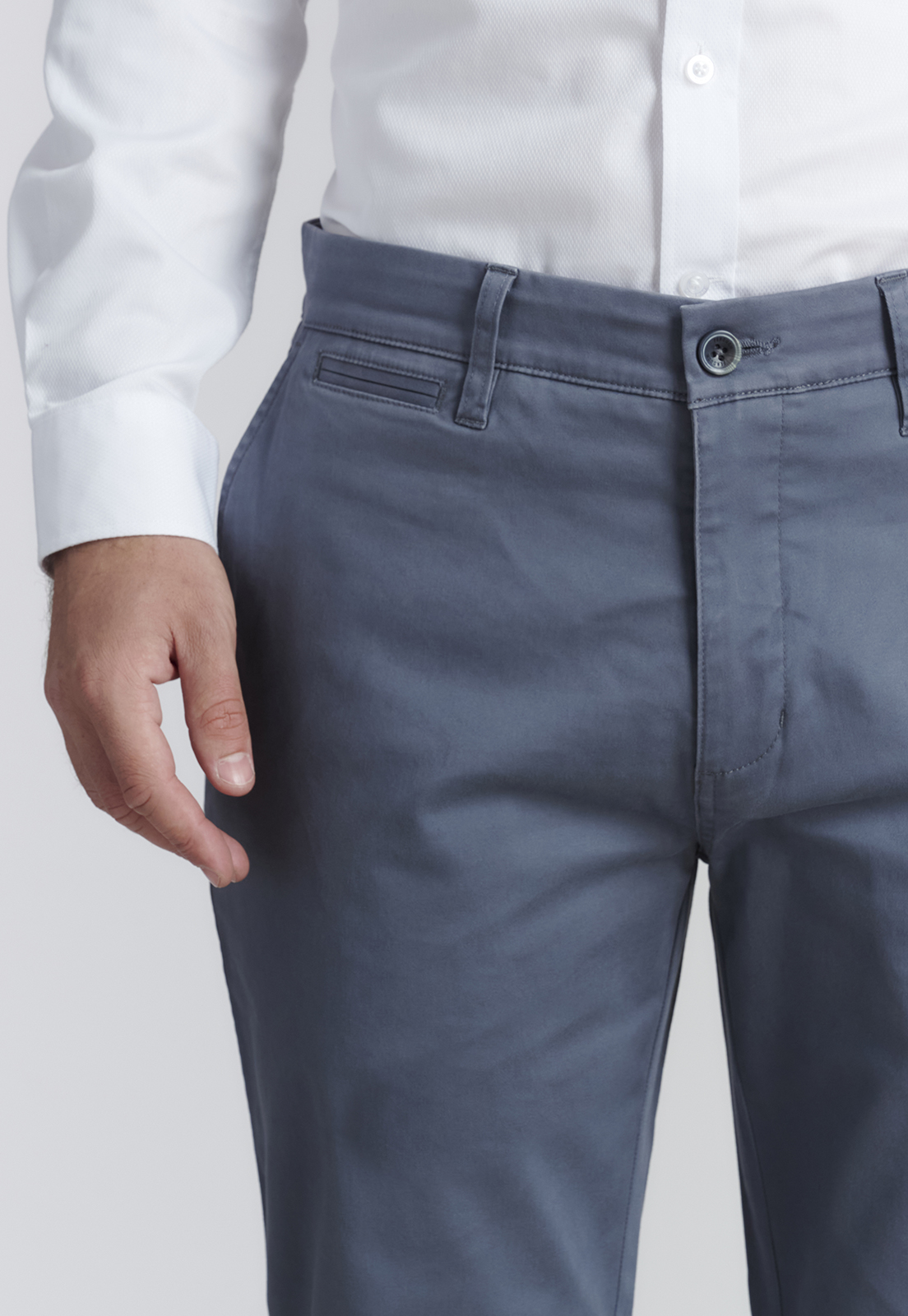 PANTALÓN ALGODÓN HOMBRE FEROUCH GRIS TWILL WITHOUT PLEATS L 33 BUSINESS METAL - 3