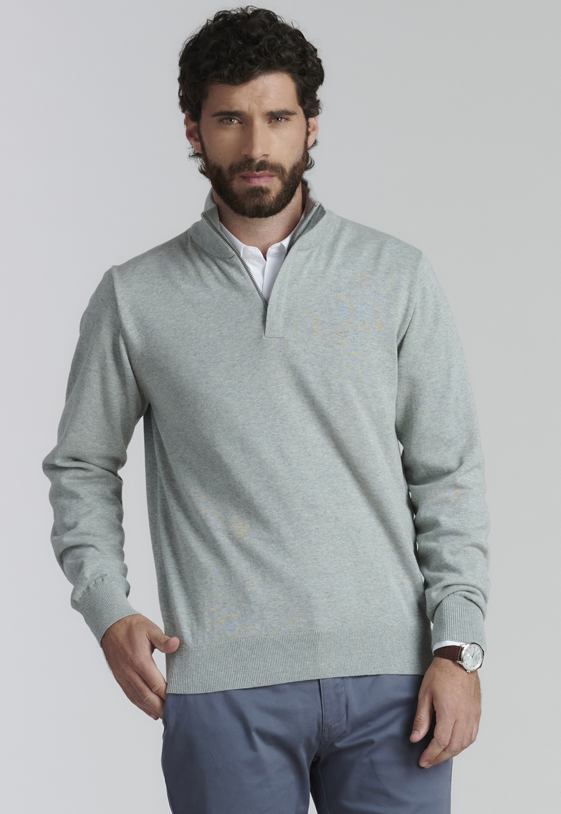 PANTALÓN ALGODÓN HOMBRE FEROUCH GRIS TWILL WITHOUT PLEATS L 33 BUSINESS METAL - 5