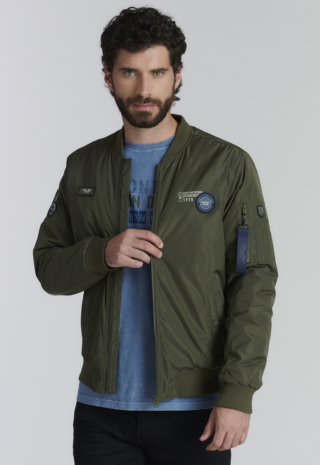 CHAQUETA HOMBRE FEROUCH VERDE PILOT FJS MILITAR - 1