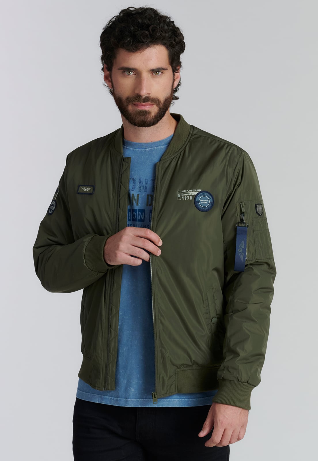 CHAQUETA HOMBRE FEROUCH VERDE PILOT FJS MILITAR - 1