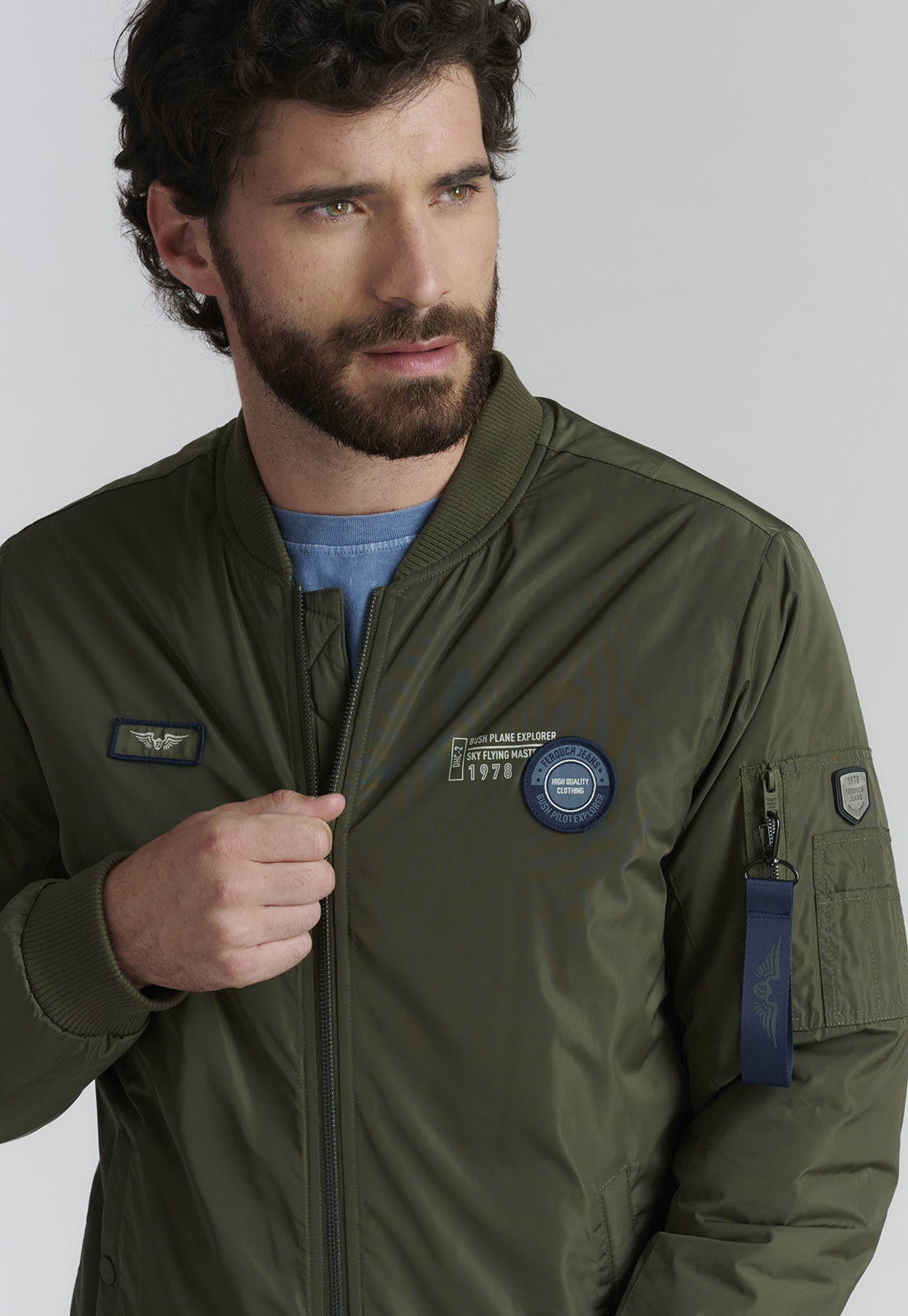 CHAQUETA HOMBRE FEROUCH VERDE PILOT FJS MILITAR - 3